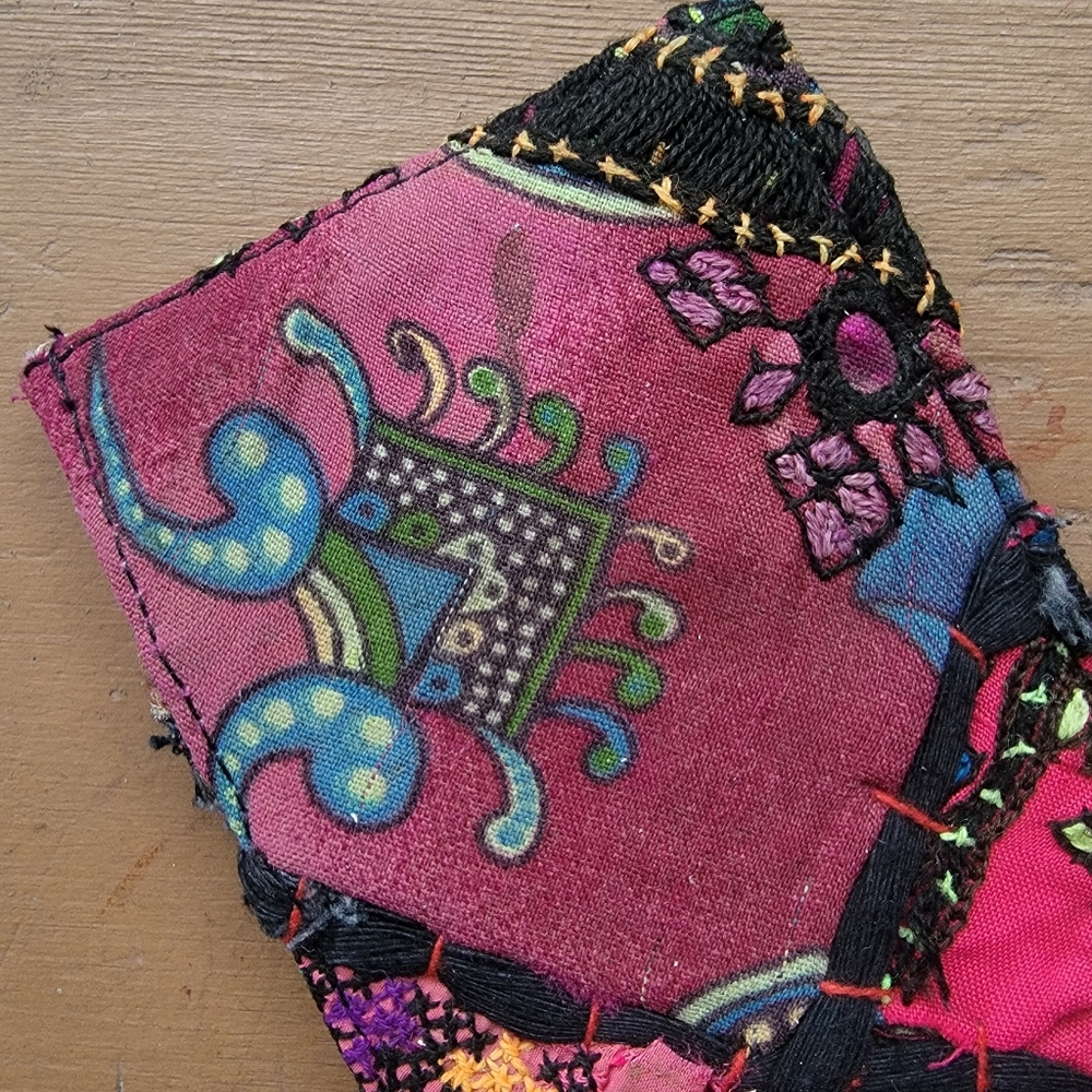 🌋👽 Free People Boho Embroidered Repurposed vtg banjara hippie Wallet card case - Picture 11 of 16